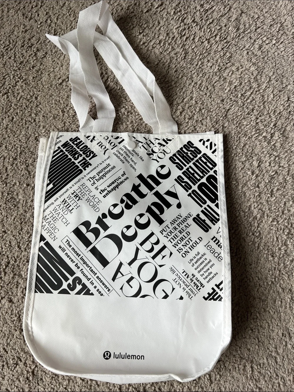 lululemon athletica Black & White Typographic Tote